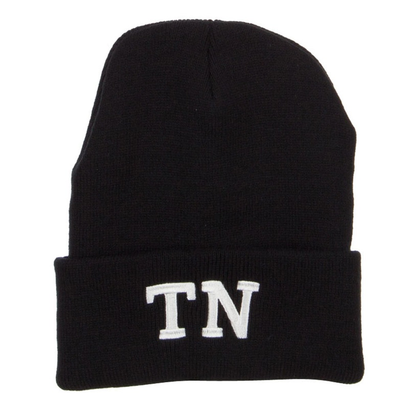 TN Tennessee State Embroidered Long Beanie Black One Size