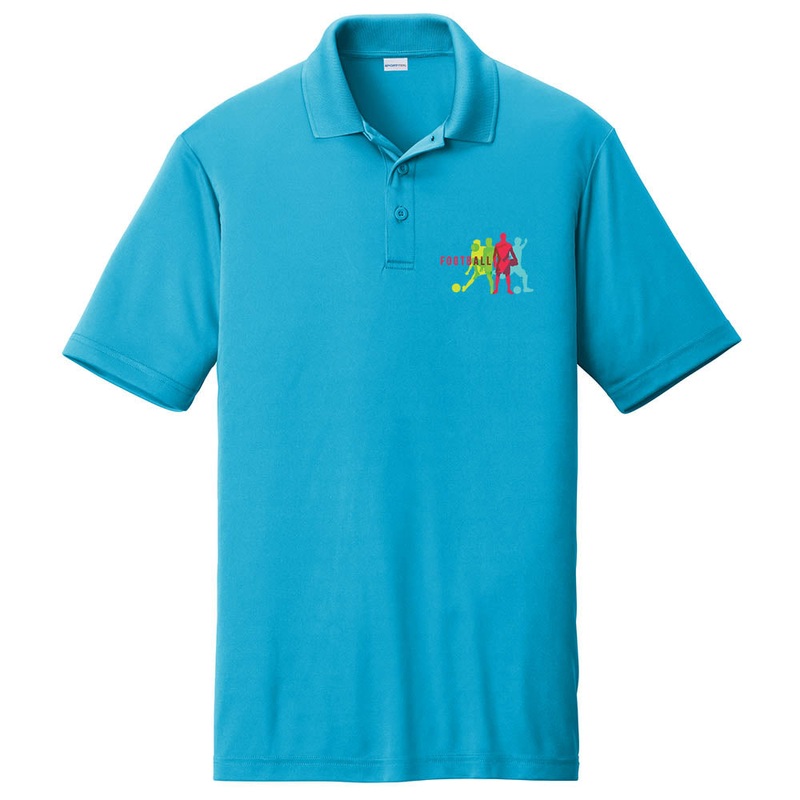 4 shades of Football Graphic Design PosiCharge Competitor Polo Tee Shirt Atomic Blue XS