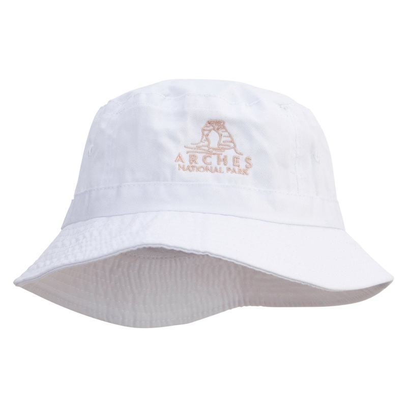 Arches Logo Embroidered Pigment Dyed Bucket Hat White One Size