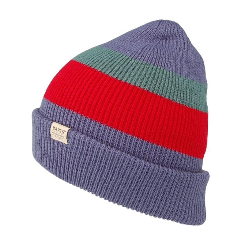 Barts Hats Cowie Striped Cuff Knit Beanie Hat – Lavender 1-Size