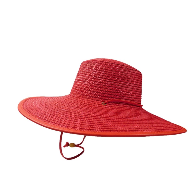 Boater with Large Brim and Chin Cord Red