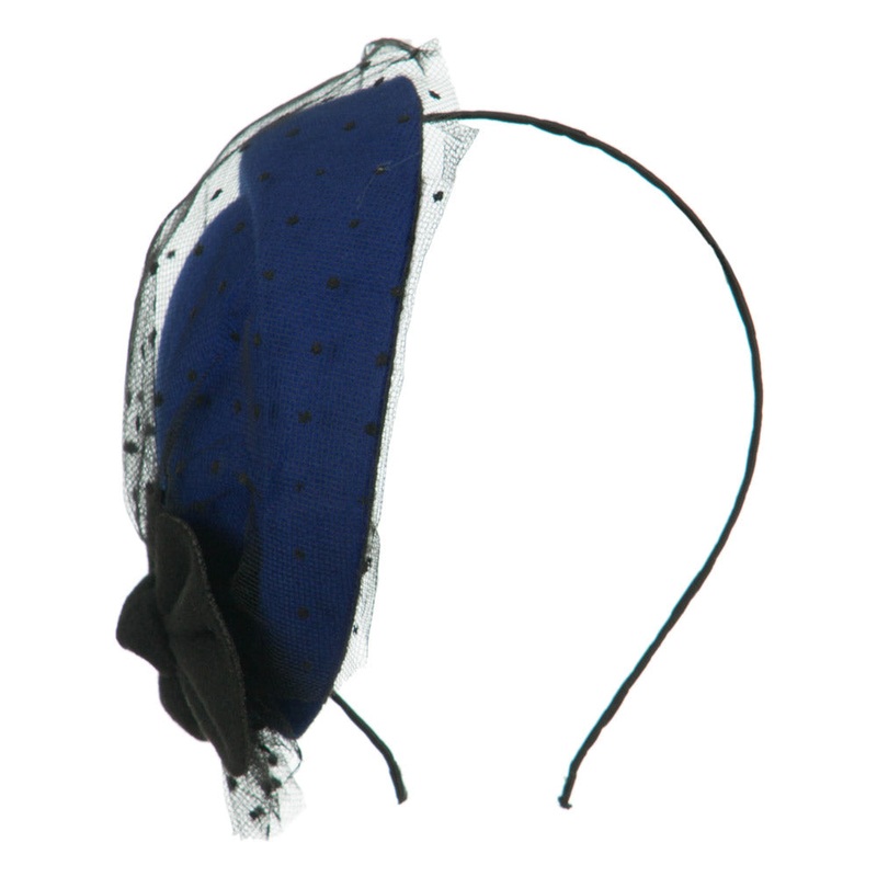 Felt Round Crown Fascinator Headband Blue One Size