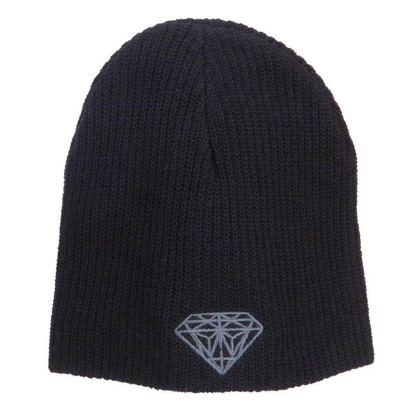 Grey Diamond Embroidered ECO Cotton XL Size Beanie Black One Size