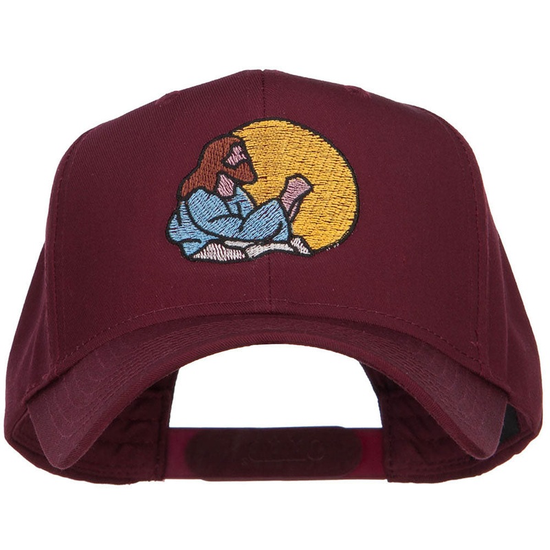Jesus Praying Embroidered Twill Cap Maroon One Size