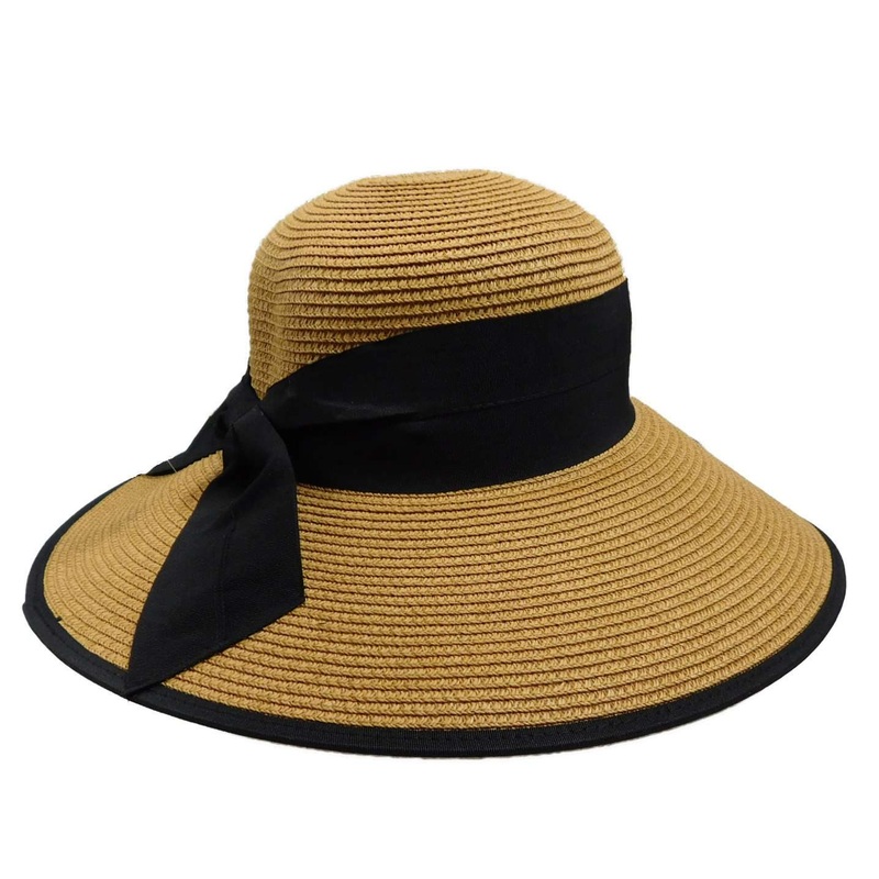 Large Sun Hat with Double Ribbon Band Bronze