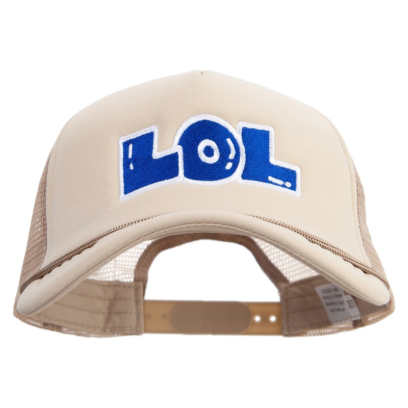Lol Bubble Embroidered Big Size Big Foam Mesh Truck Cap Khaki XL-3XL