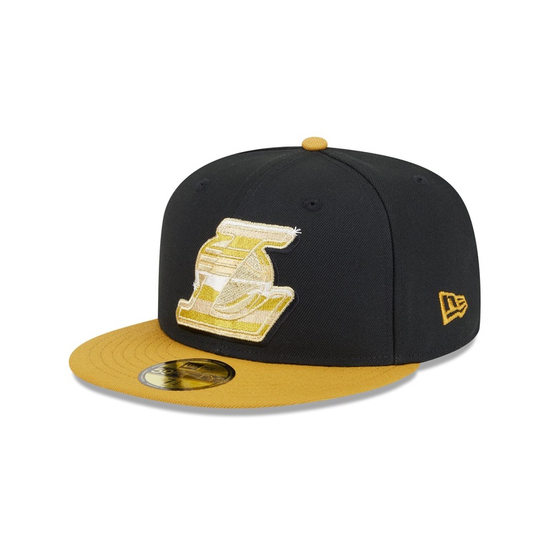 Los Angeles Lakers Metallic Gold Logo 59FIFTY Fitted Hat 7