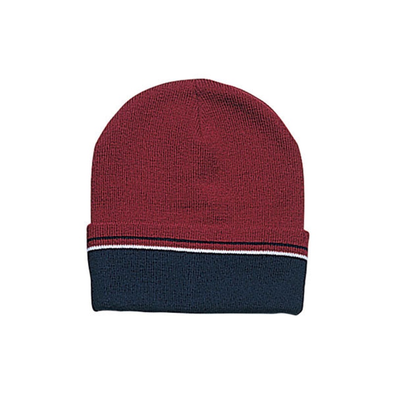 Mega Cap 5012 Acrylic Beanie BURG-NVY-WT