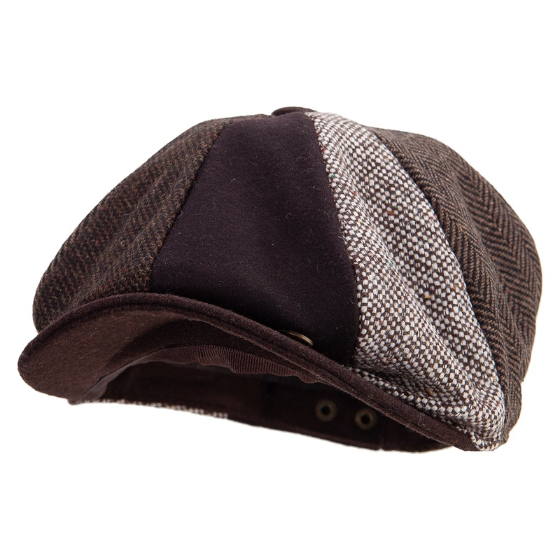 Men’s 8 Panel Patch Work Newsboy Cap Grey L