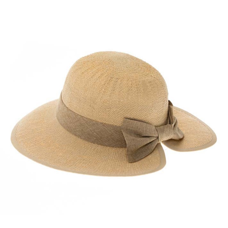 Split Back with Bow Bangkok Straw Sun Hat – Boardwalk Hats Tan OS (57 cm)