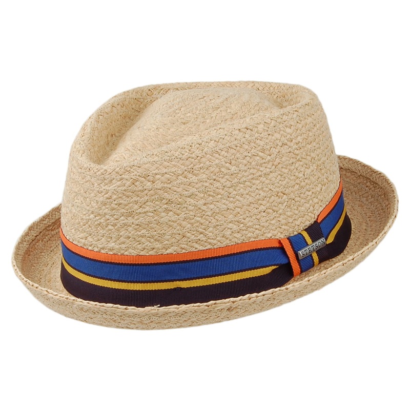 Stetson Hats Raffia Straw Diamond Crown Pork Pie Hat – Natural S