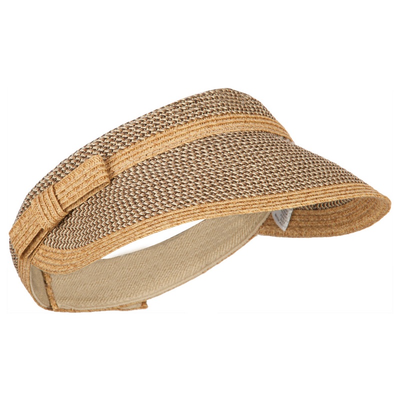 UPF 50+ Women’s Paper Braid Sun Visor Brown Tweed One Size