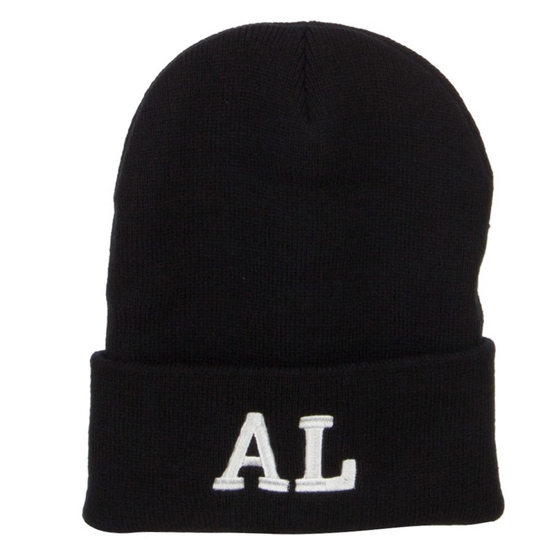 AL Alabama State Embroidered Long Beanie Black One Size