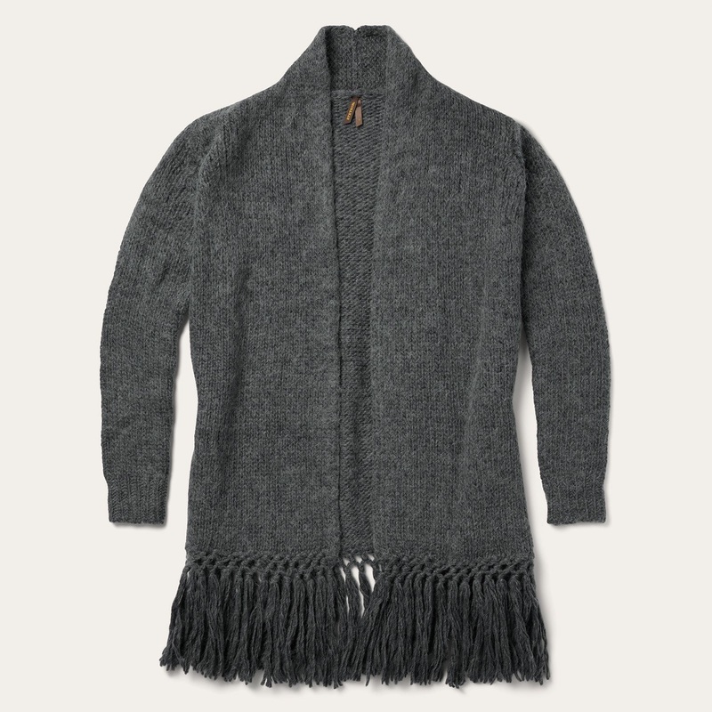Charcoal Fringed Cardigan Grey XS