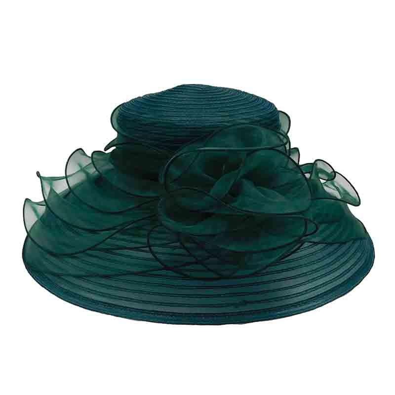 Crinoline Dress Hat with Organza Lily Accent Lagoon