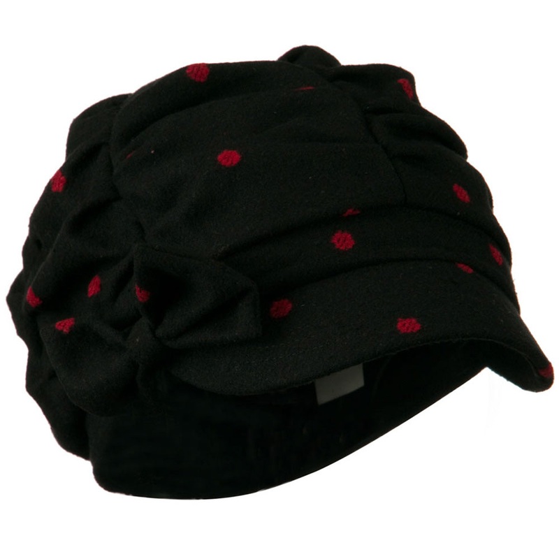 Dagny Polka Dot Newsboy Hat Grey One Size
