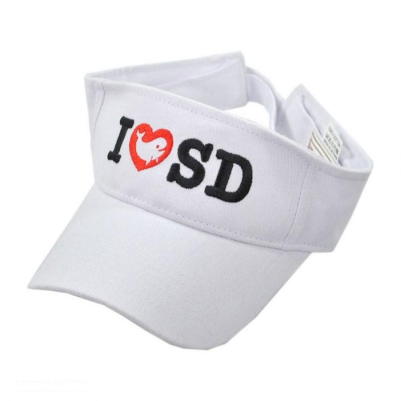 I Love SD Whale Cotton Adjustable Visor WHITE ADJUSTABLE