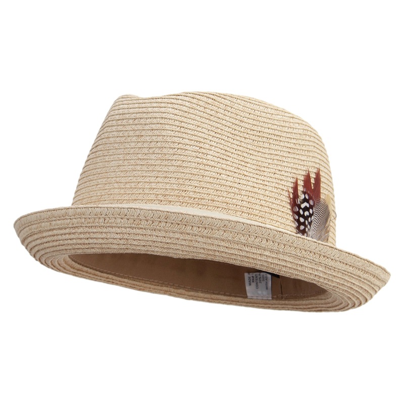 Men’s Paper Braid Fedora Hat Sand Heather L