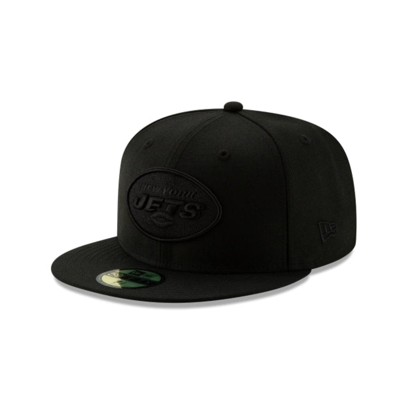 New York Jets Basic Black On Black 59FIFTY Fitted Hat 6 7/8