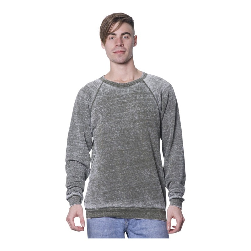 Royal Apparel 25159BO Unisex Burnout Triblend Raglan Crewneck Sweatshirt Made in USA Tri Army XS