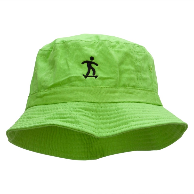 Skater Symbol Embroidered Bucket Hat Apple Green One Size