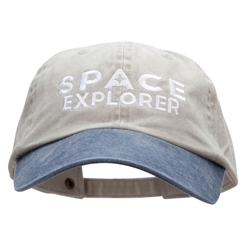 Space Explorer Embroidered Pigment Dyed Wash Caps Beige Navy One Size