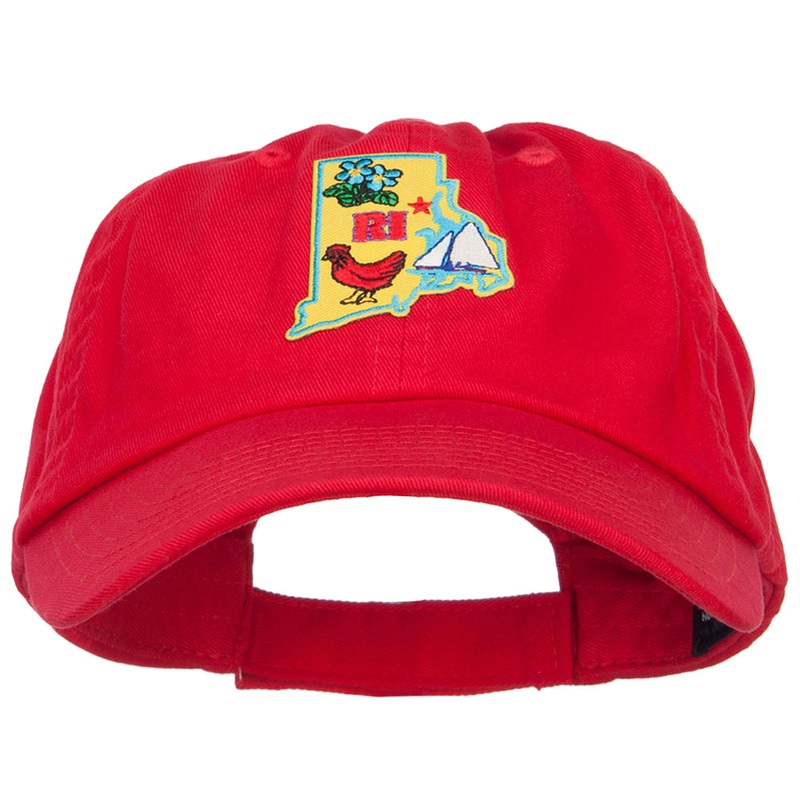 USA State Rhode Island Patched Low Profile Cap Red One Size
