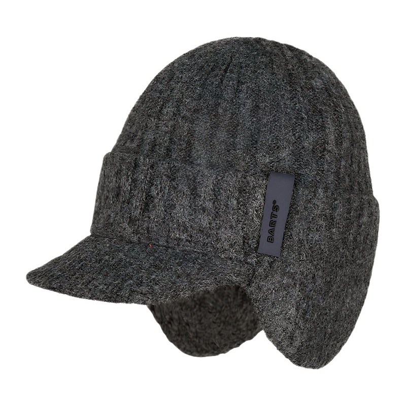 Barts Hats Duncin Peaked Beanie Hat With Earflaps – Charcoal 1-Size