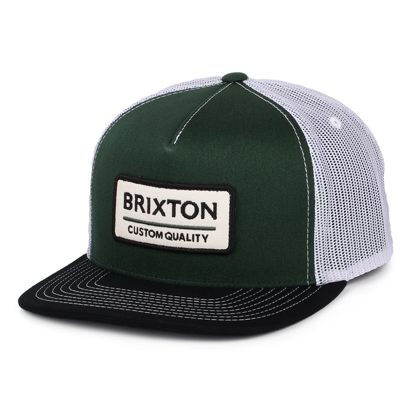 Brixton Hats Palmer Proper MP Trucker Cap – Green-Washed Black-White Adjustable