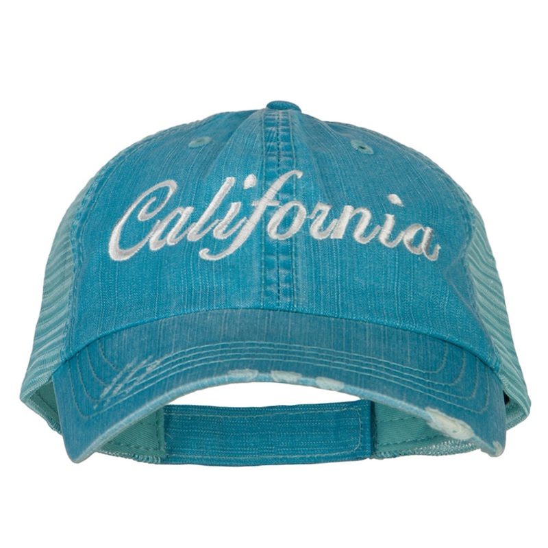 California Embroidered Low Profile Mesh Cap Aqua One Size