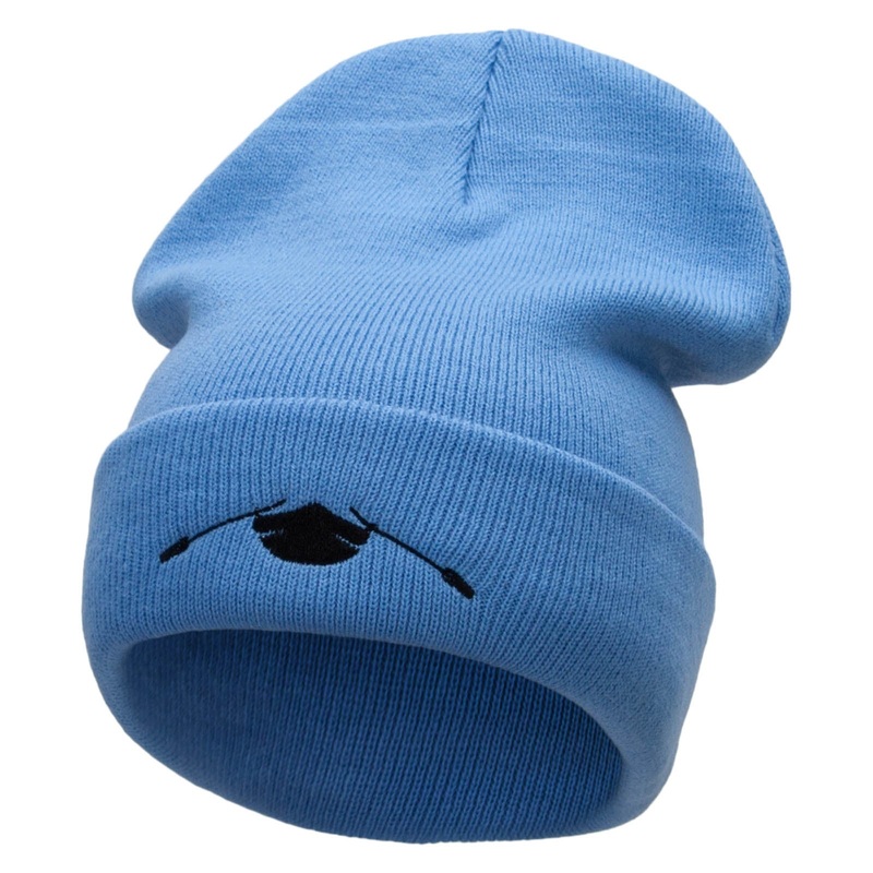 Canoe Ride Embroidered 12 Inch Long Knitted Beanie Sky Blue One Size