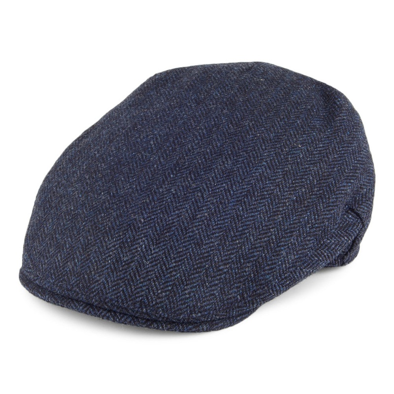 Christys Hats Balmoral Country Tweed Herringbone Flat Cap – Navy S