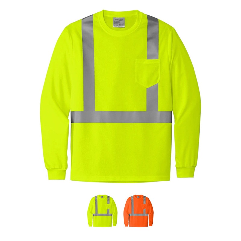 CornerStone ANSI 107 Class 2 Mesh Long Sleeve Tee CS201 Safety Orange S