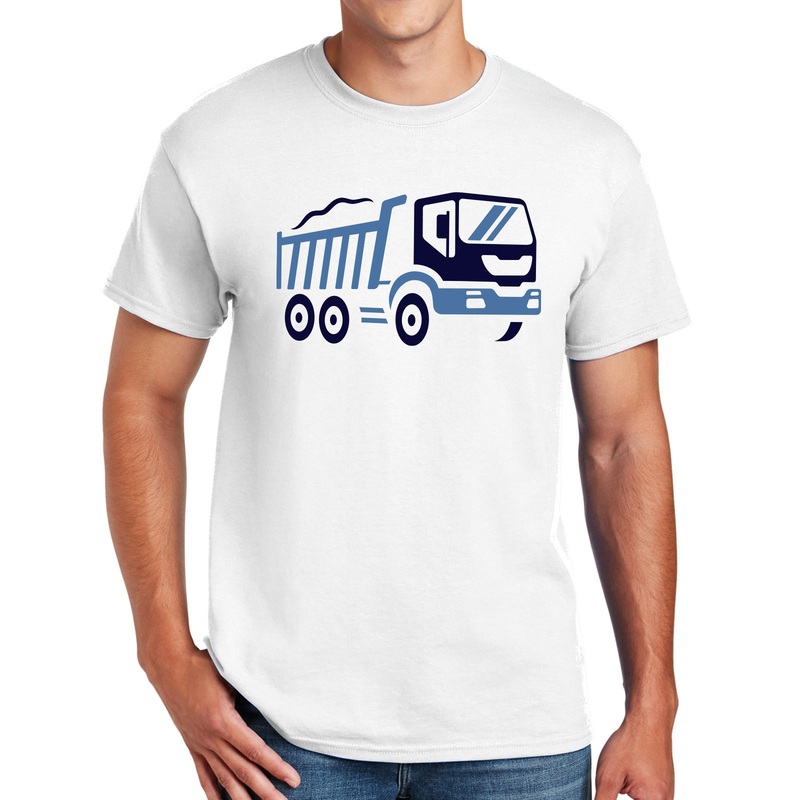 Dump Truck Graphic Design Men’s Big Size Cotton Polyester DryBlend T-Shirt White XS