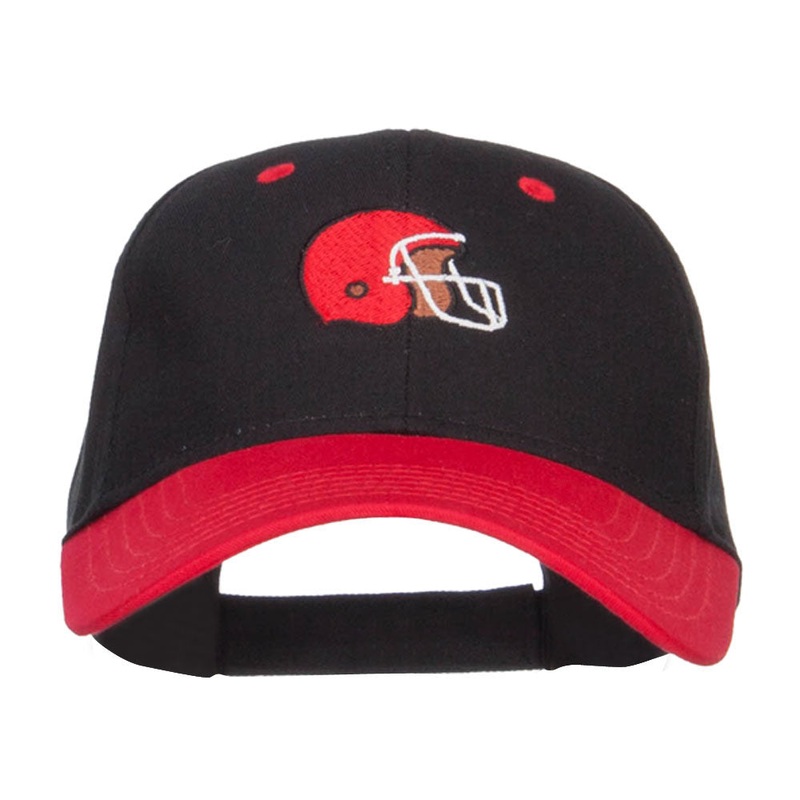 Football Helmet Embroidered Two Tone Cap Red Black One Size