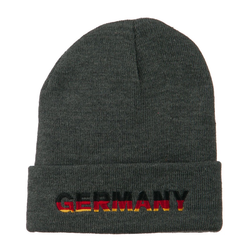 Germany Embroidered Long Beanie Grey One Size