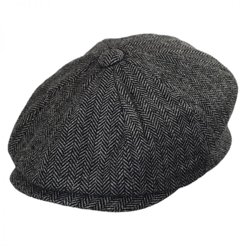 Kid’s Herringbone Wool Blend Newsboy Cap CHARCOAL S/M