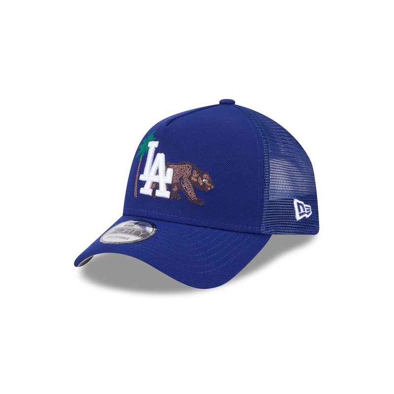 Los Angeles Dodgers State Stitch 9FORTY A-Frame Trucker Hat One Size