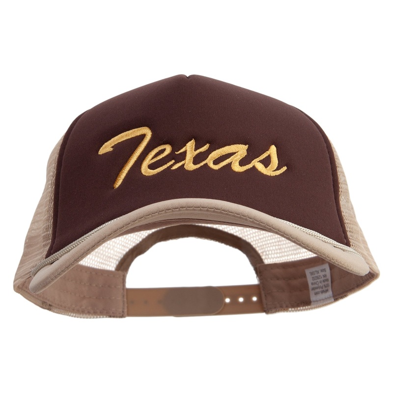 Mid States Texas Embroidered Big Size Big Foam Mesh Truck Cap Brown Khaki XL-3XL