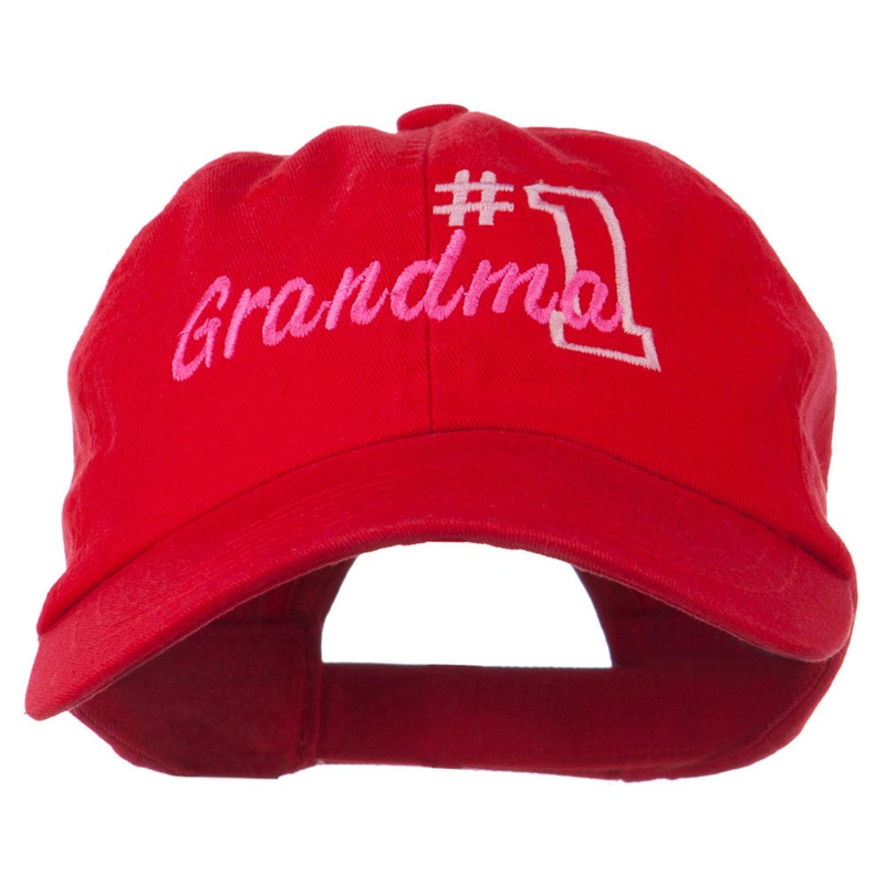 Number 1 Grandma Embroidered Cotton Cap Red One Size