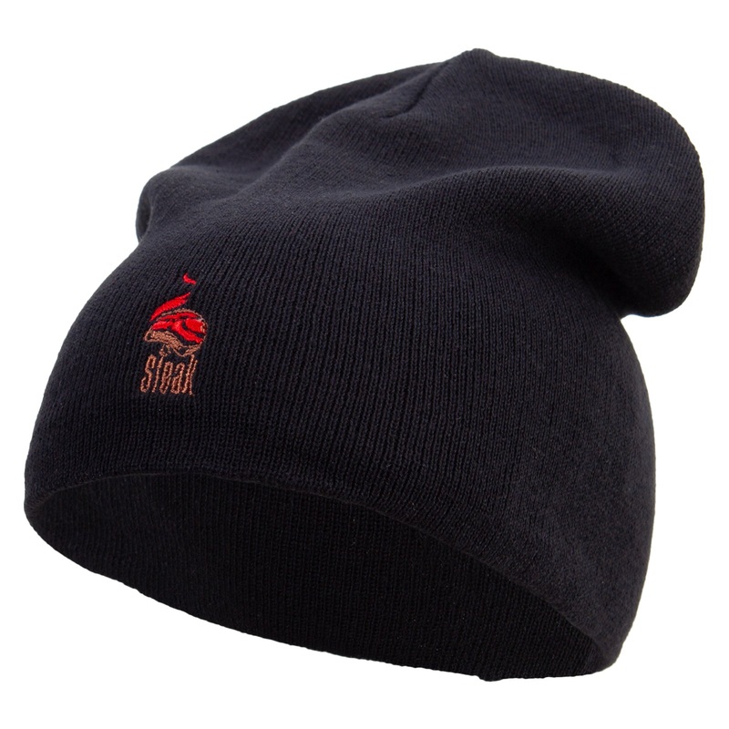 Steak Grill Icon Big Size Superior Cotton Short Knit Beanie Black XL-3XL