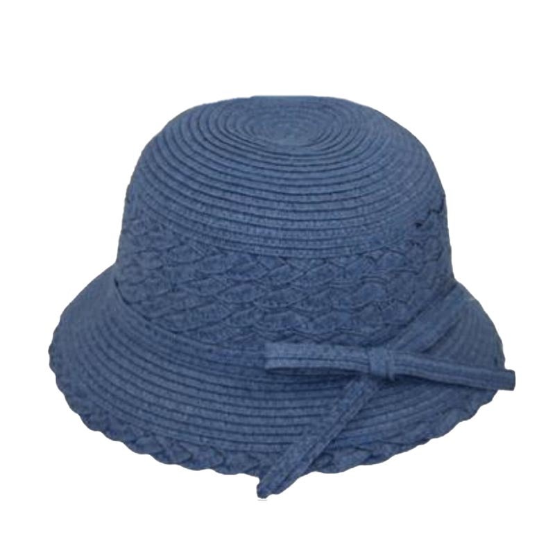 Straw Cloche Hat with Scalloped Brim for Small Heads – JSA Hats Blue Small (54 cm)