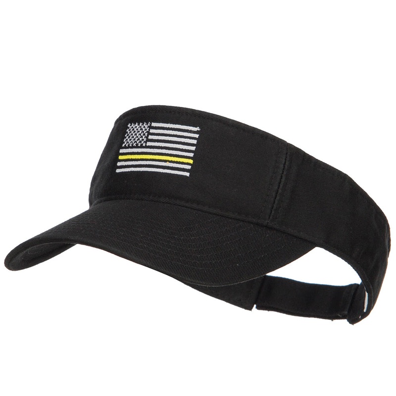 Thin Yellow Line American Flag Embroidered Visor Black One Size