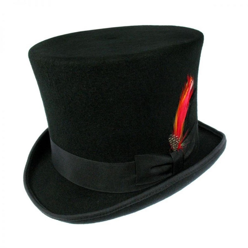 Victorian Wool Felt Top Hat – Black BLACK 6 7/8