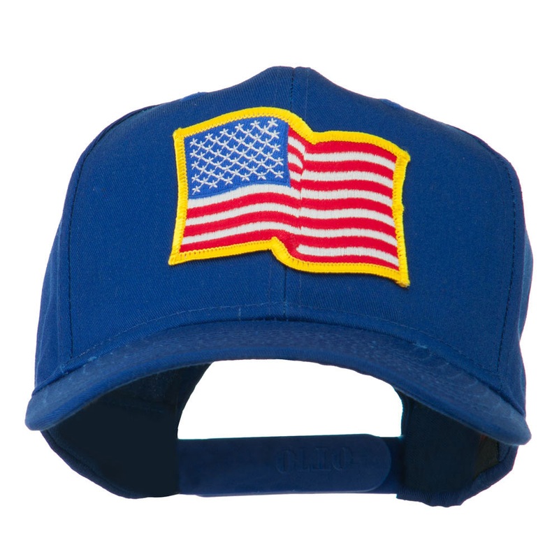 Wave American Flag Patched High Profile Cap Royal One Size