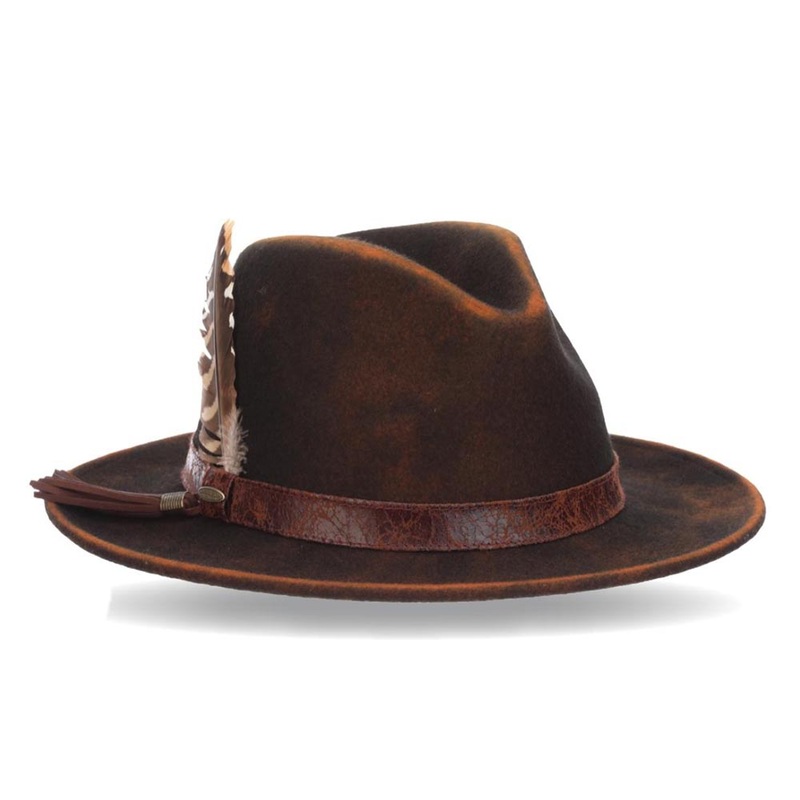 Woodstock Distressed Wool Felt Safari Winter Hat – Scala Hat Chocolate M/L (58 cm)