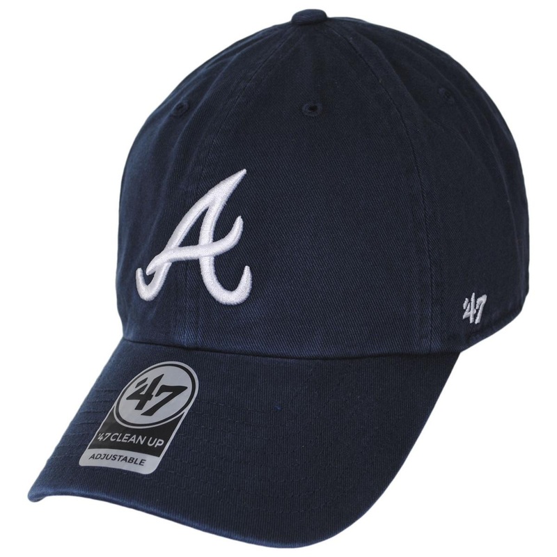 Atlanta Braves MLB Clean Up Strapback Baseball Cap Dad Hat NAVY ADJUSTABLE