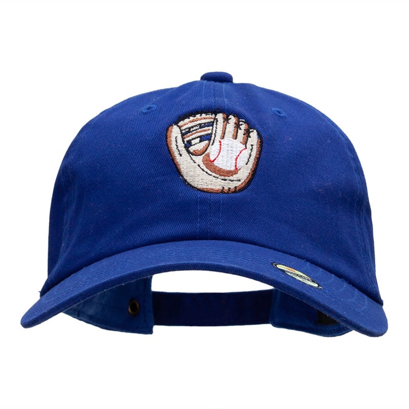Baseball Glove Embroidered Unstructured Cotton Twill Cap Royal One Size