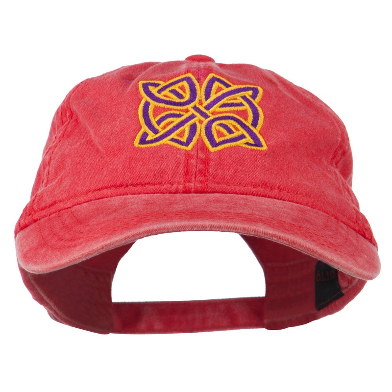 Celtic Circle Knot Embroidered Cotton Twill Cap Red One Size