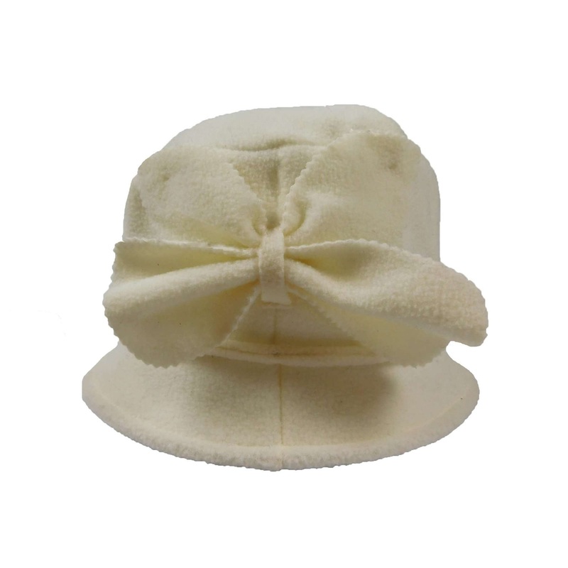 Fleece Hat with Bow Ivory